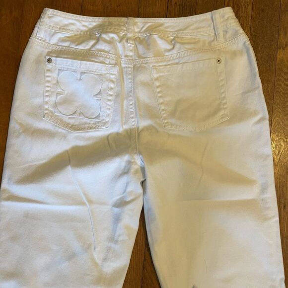 Liz Claiborne Denim Jackie Cotton Cuffed White Jeans Womens Size 10 - Picture 4 of 10